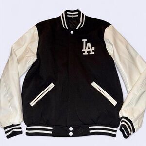 Black and White LA Dodgers Varsity Jacket